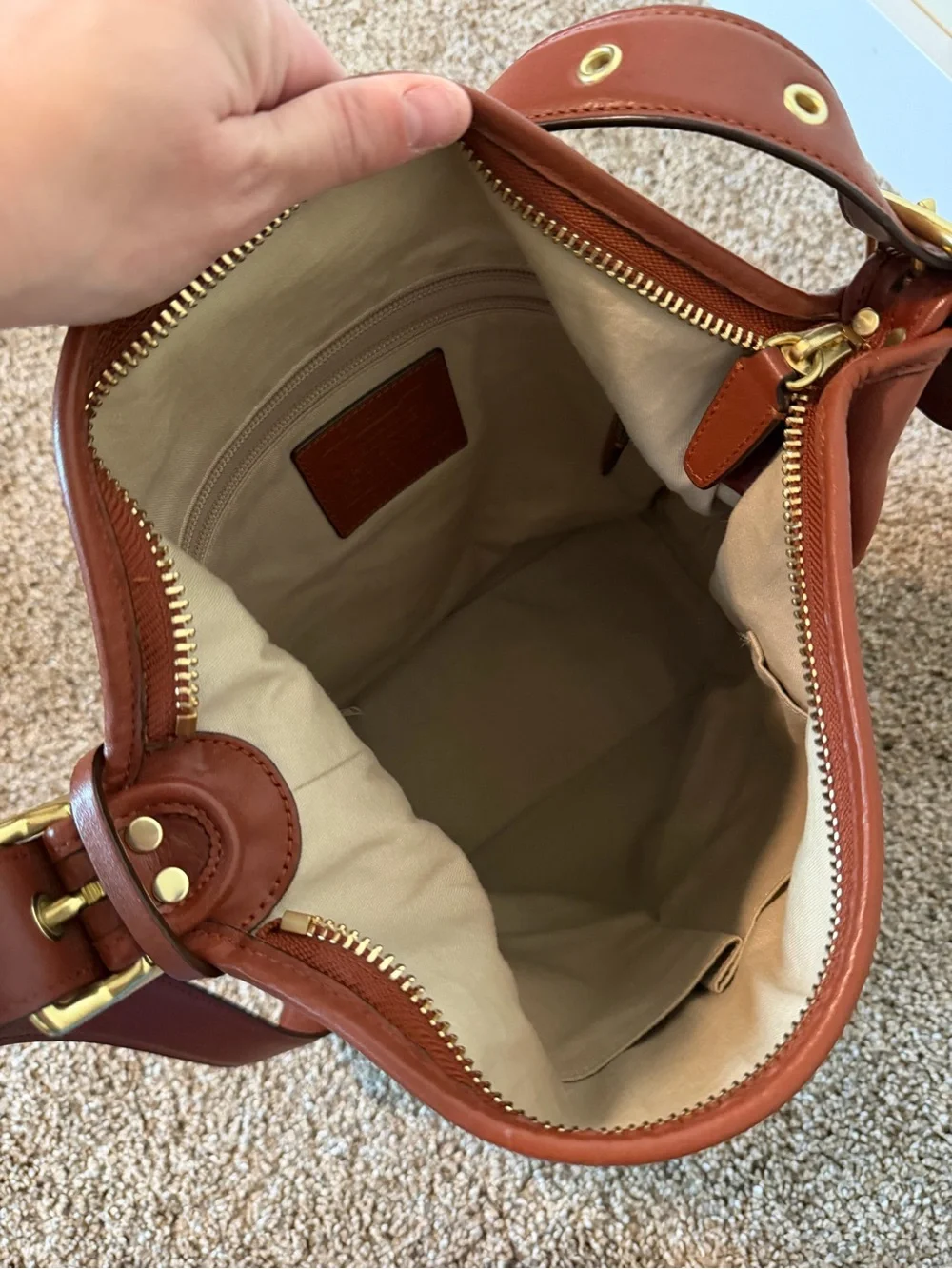 COACH Brown Leather Legacy Duffle Shoulder Bag 19889 Gold Hardware with Wallet